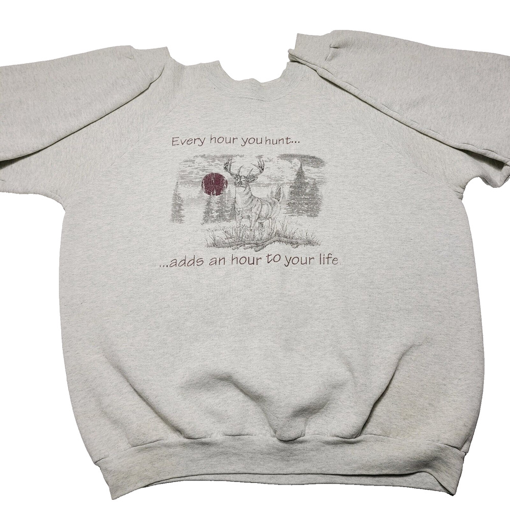 Vintage Hunting Buck Whitetail Deer Graphic Sweatshirt Men's Size XL 90's Nature